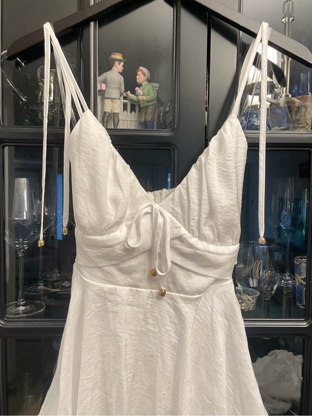 White Tiered Spaghetti-Strap Romper